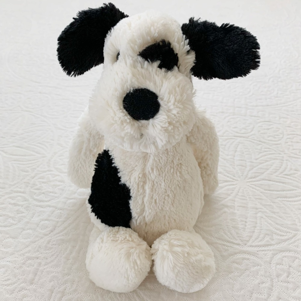 Jellycat 12" Bashful Black & Cream‎ Puppy Dog